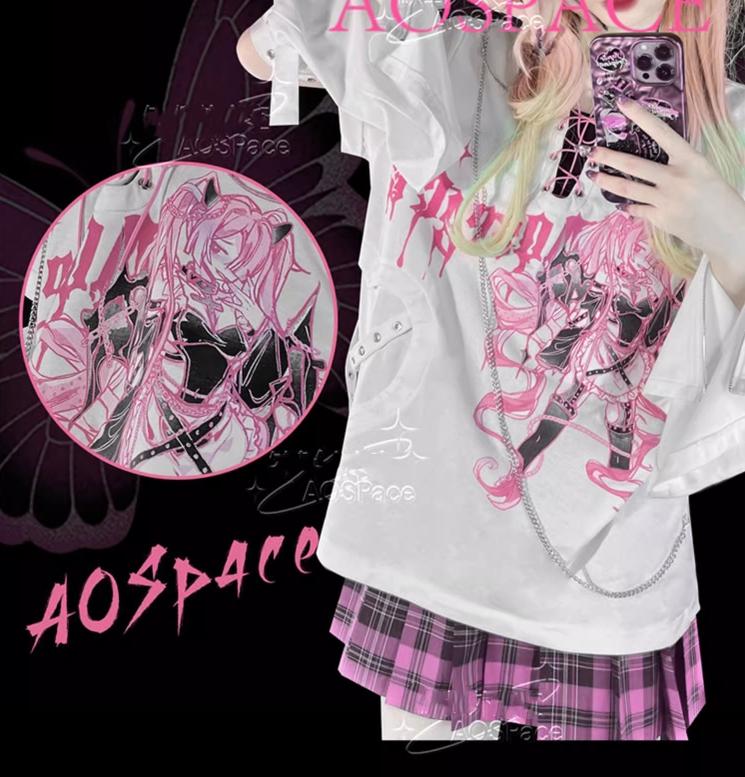 Y2K Fashion T-shirt Gyaru Print Top For Women 37556:567158