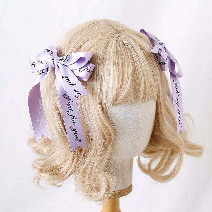 Jirai Kei Ryousangata Lace Letter Ribbon Bow Headwear 22540:333276 22540:333276