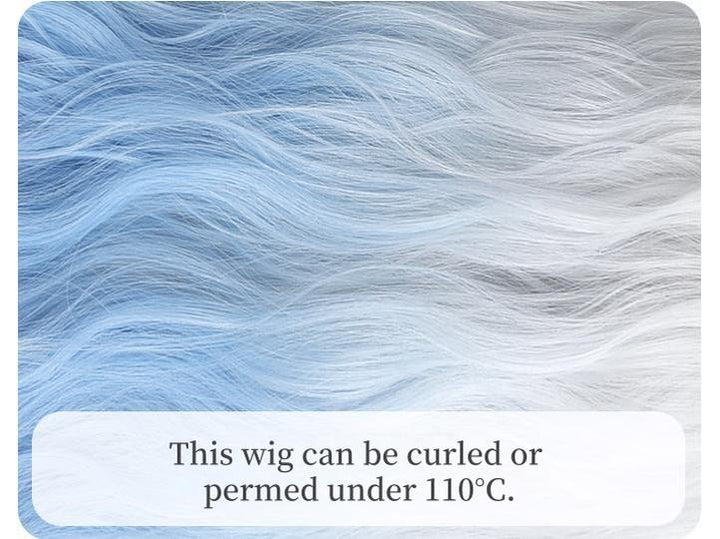 Lolita Wig White-Blue Gradient Cute Long Curly Wig 39356:641028