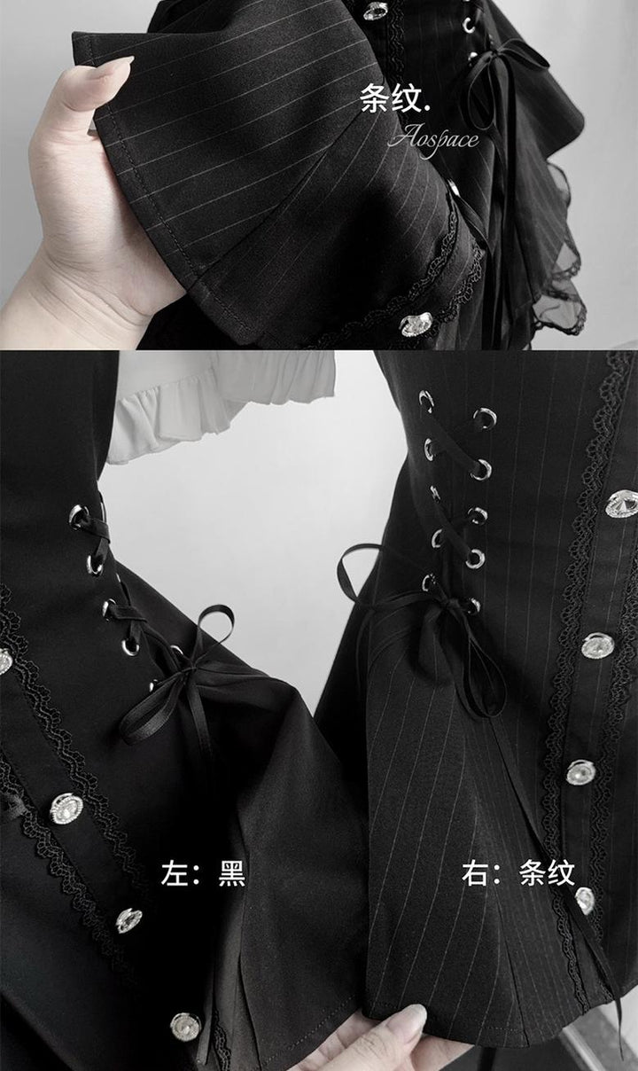 Short-sleeved Ryousangata Dress, Detachable Bowtie 43823:786790