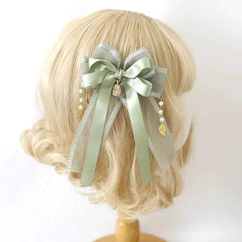 Lolita Headdress Mori Kei Hair accessory Matcha Green Lace Brooch Clasp 36426:520784 36426:520784