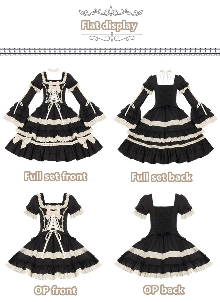 Classic Lolita Dress Black OP Versatile Detachable 6-Piece Set 37256:556624