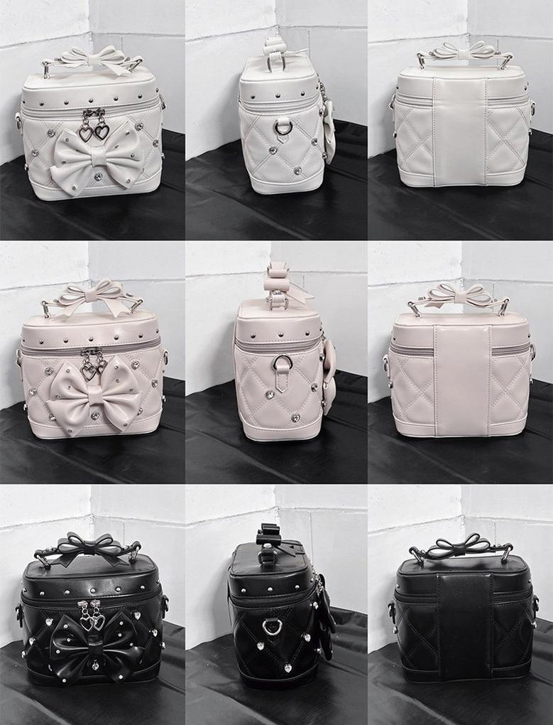 Rhinestone Boxy Handbag, Detachable Crossbody Strap 44768:850671