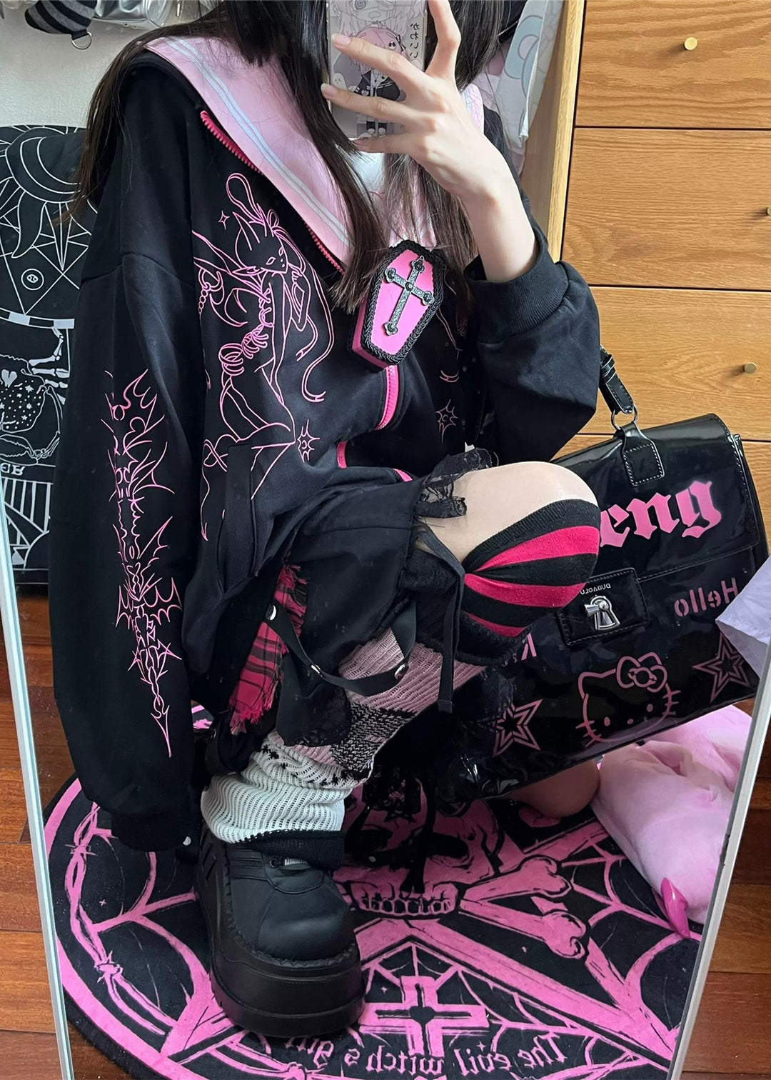 Jirai Kei Hoodie Gyaru Fashion Oversized Hoodie 34488:483830