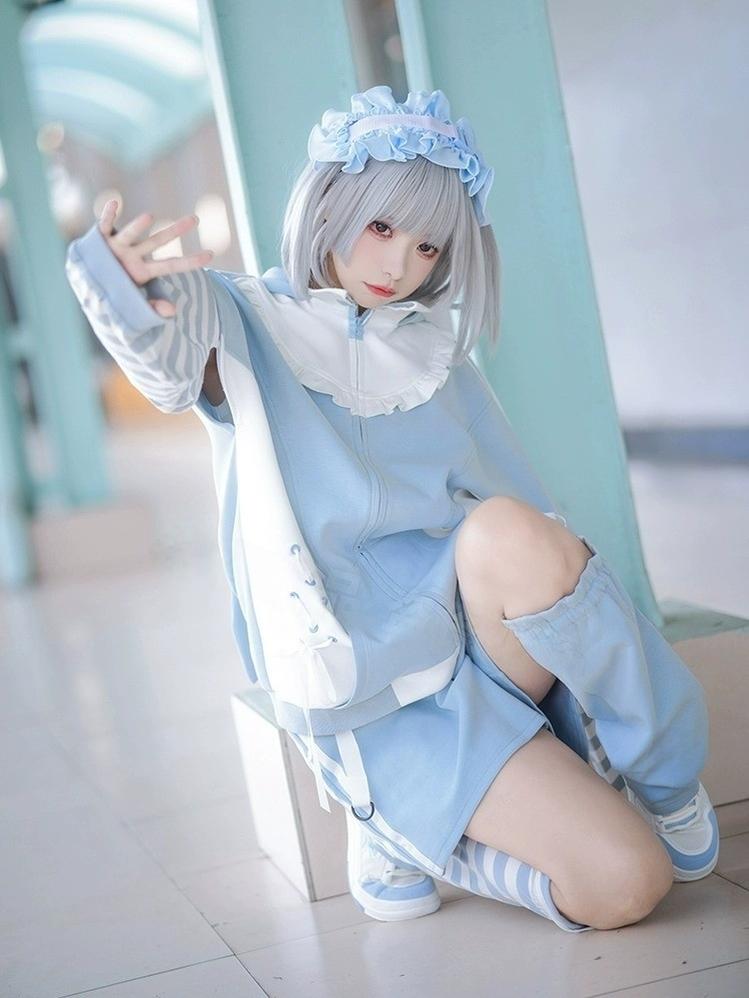 Tenshi Kaiwai Coat Blue Hoode With Long Bunny Ears 21834:758221