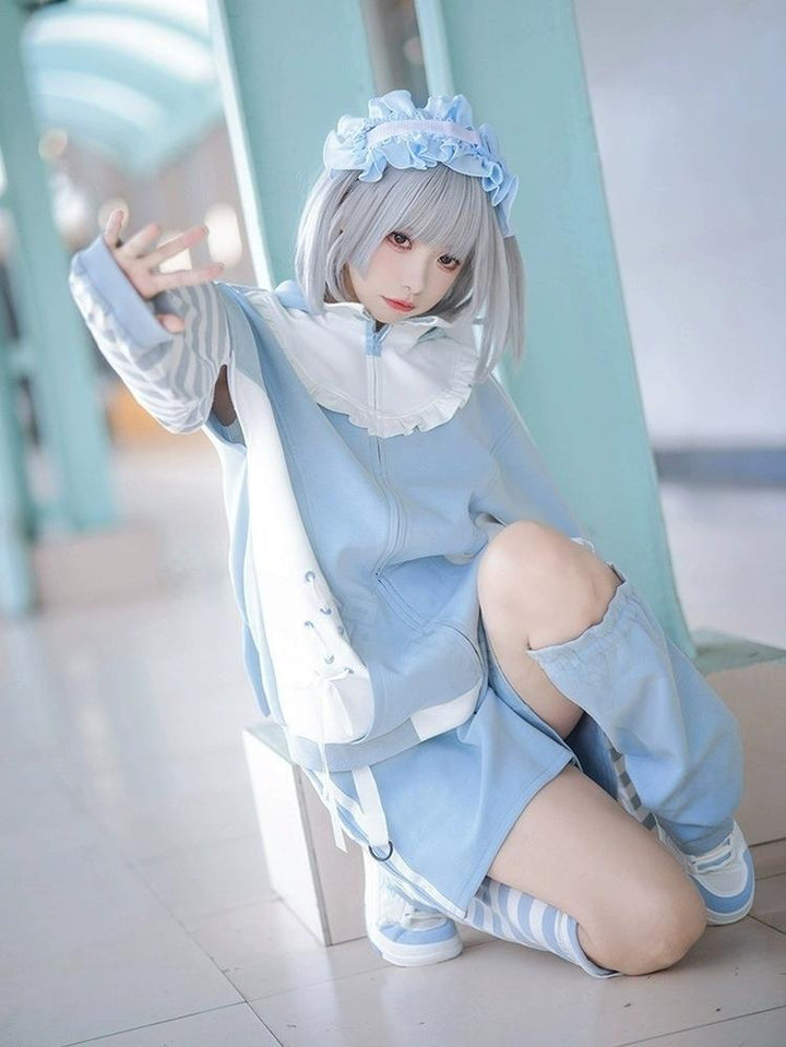 Tenshi Kaiwai Coat Blue Hoode With Long Bunny Ears 21834:758221