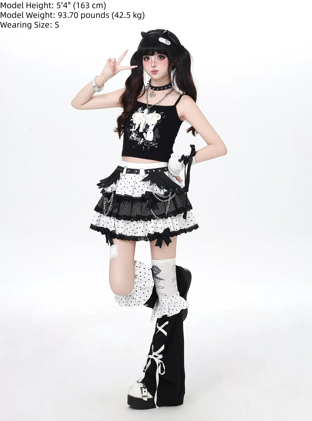 Polka Dot Subculture Skirt, Ruffled Leg Warmers 45529:852162