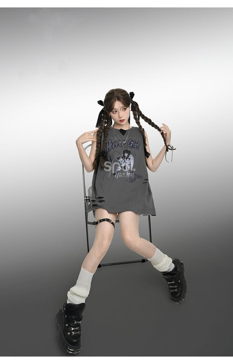 Y2K T-shirt Anime Print Spicy Girl Tank Top Cotton 35904:560154