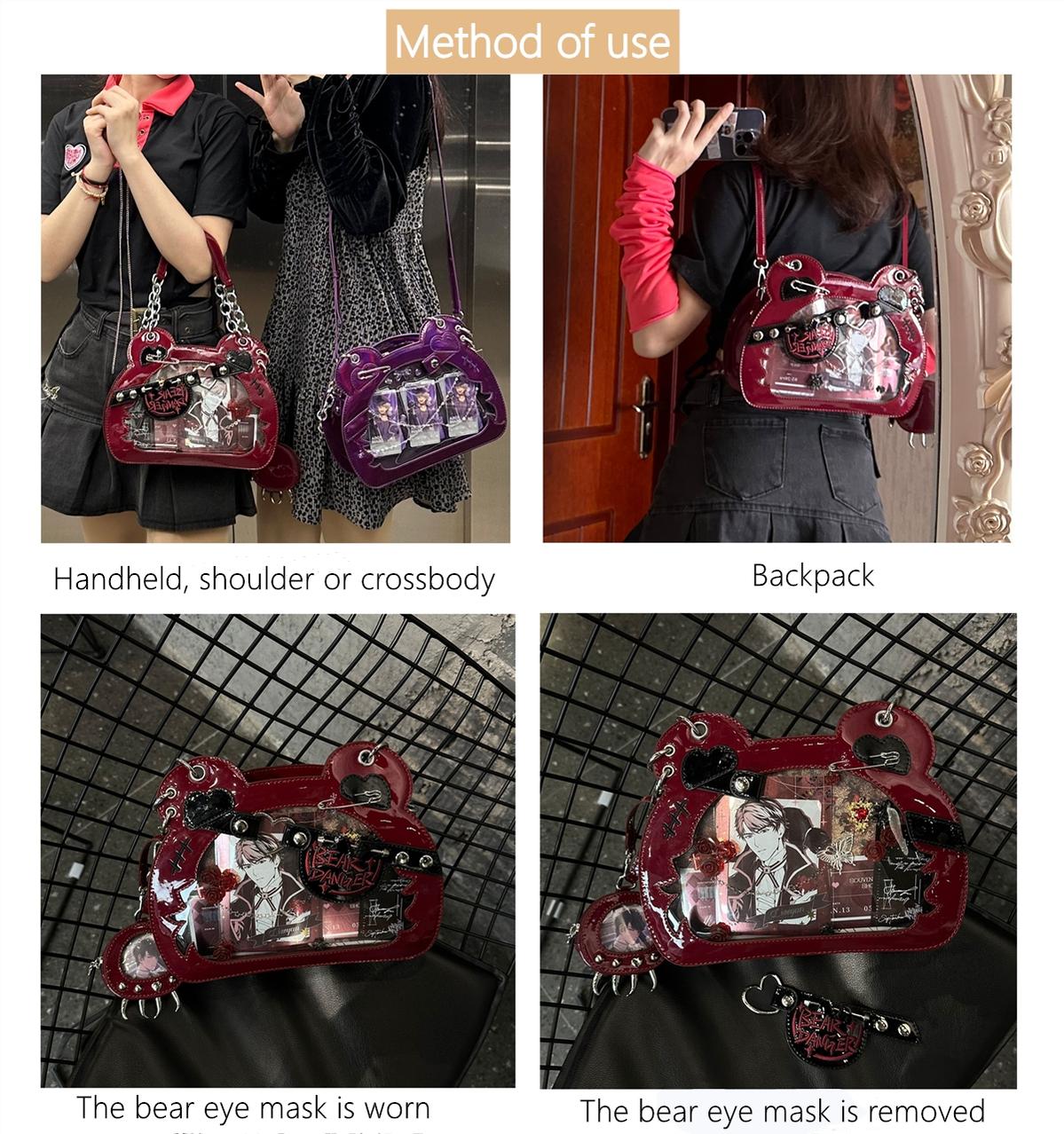 Kawaii Ita Bag Bear Leather Crossbody Bag Multicolor – Honey Wardrobe