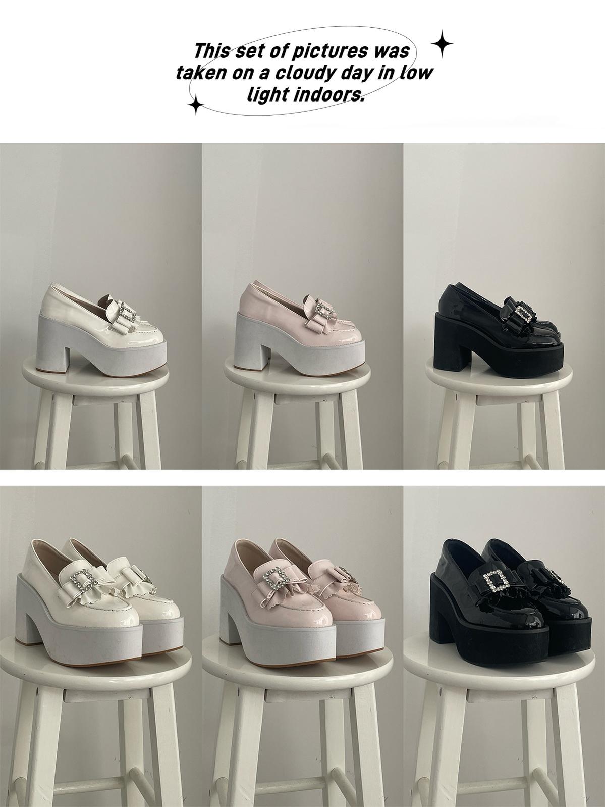 Jirai Kei Shoes High Heel Platform Shoes With Bow Tie 37280:554178