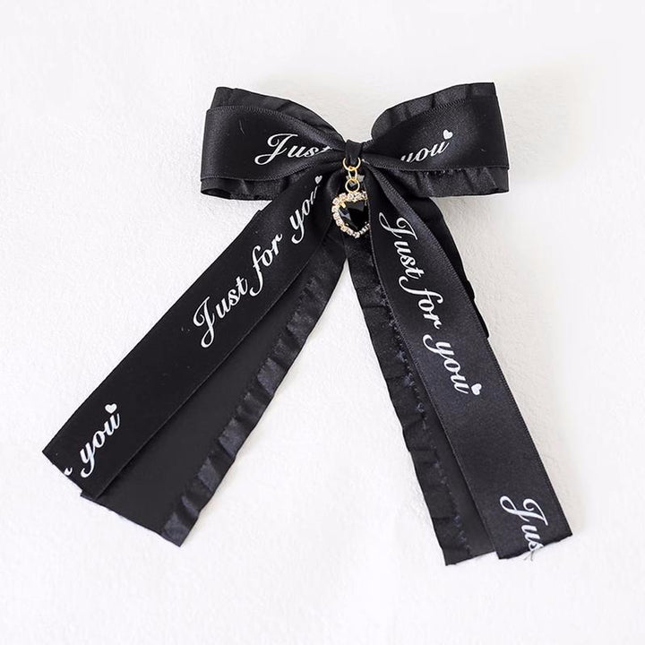 Jirai Kei Ryousangata Hair Clips with Letter Ribbons and Bow 22544:333208