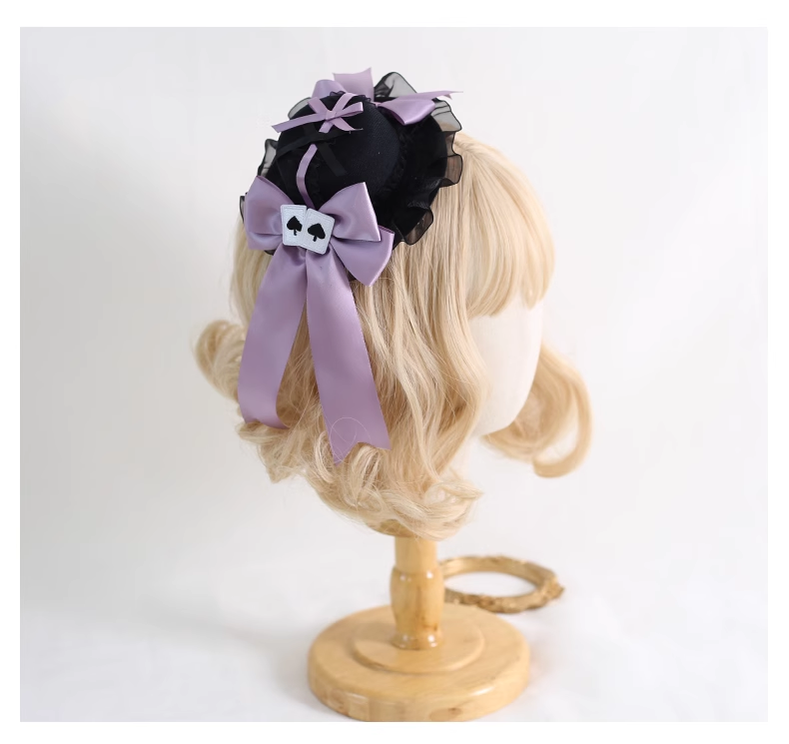 Gothic Lolita Headpiece Black Violet Hair Accessory Brooch 39116:613614