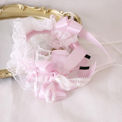 Lolita Headdress Pink Satin Hat Ballet Hair Clip Lace KC (3号蕾丝发箍) 37018:551532