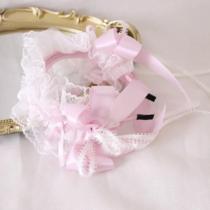 Lolita Headdress Pink Satin Hat Ballet Hair Clip Lace KC (3号蕾丝发箍) 37018:551532 (3号蕾丝发箍) 37018:551532