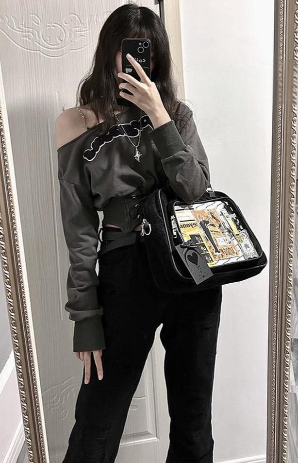 Subculture Ita Bag Large Capacity Square Star Crossbody Bag 40126:678992