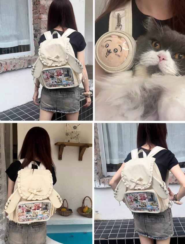 Kawaii Itabag Dual-Shoulder Backpack Bunny Ear Bag 40110:670700