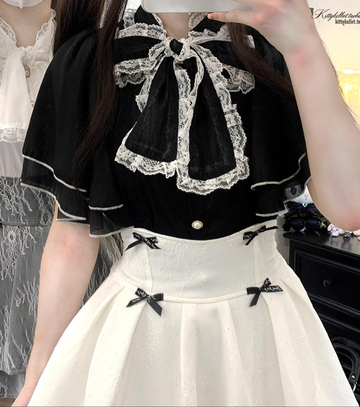 Jirai Kei Double-layered Skirt With Lace And Bow Details 43073:766263