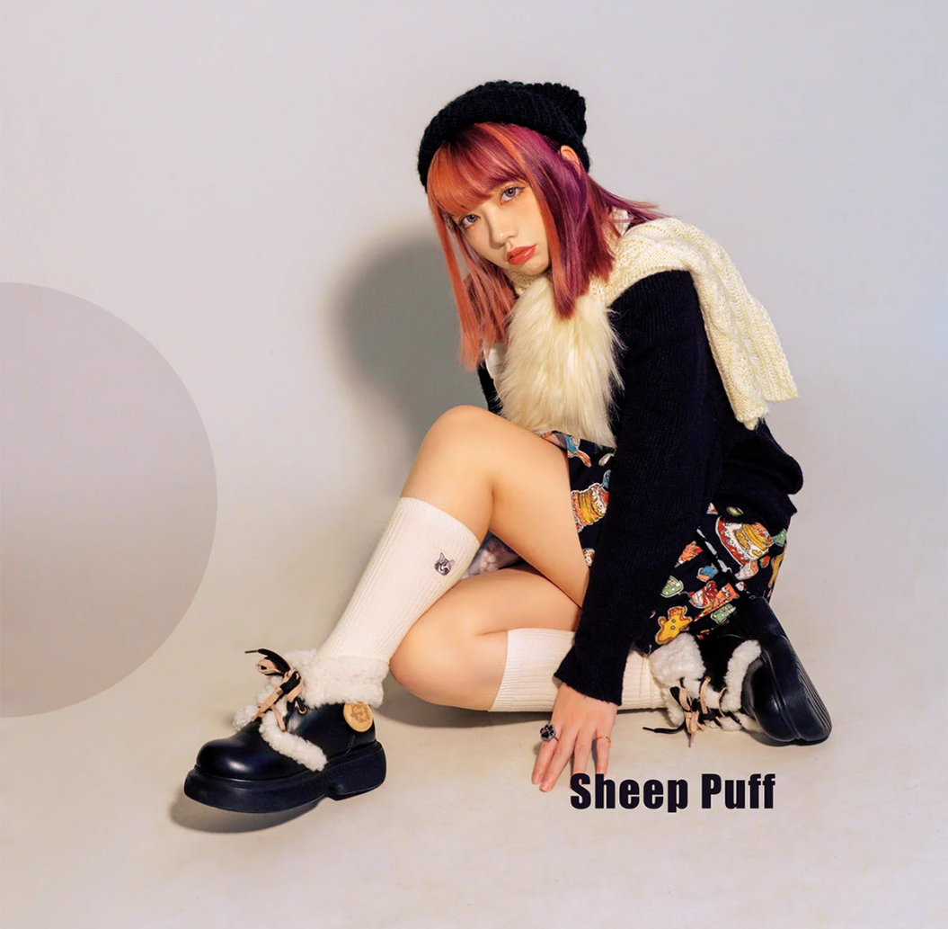 Kawaii Shoes White Black Shoes Lamb Wool Padded Snow Boots 33768:450228 33768:450228