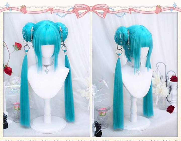 Lolita Wig Anime Wig Short Straight Hairpiece With Natural Ponytail 35882:506070 35882:506070