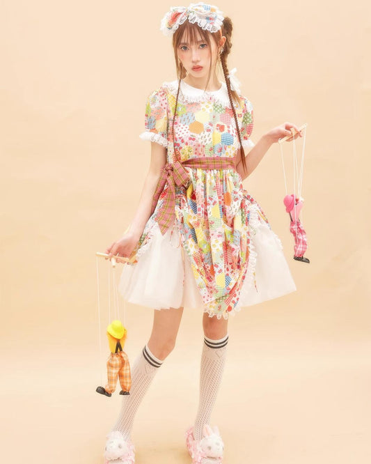 Sweet Lolita Dress Kidcore Floral Dress Drawstring Dress (Floral / M S) 36156:543412