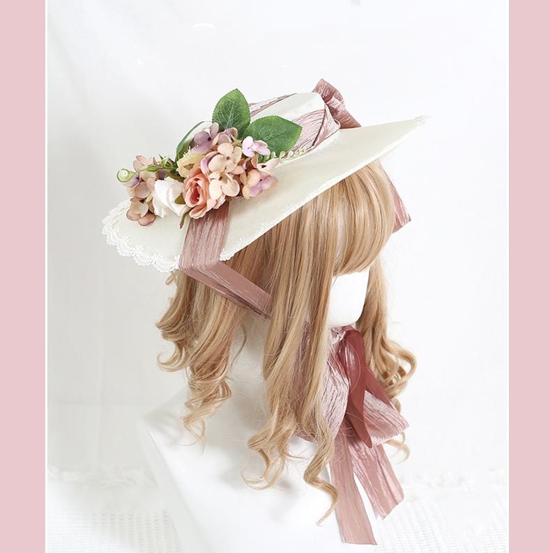 Lolita Top Hat Mori Kei Vintage Hat Elegant Linen Hat 36448:523148