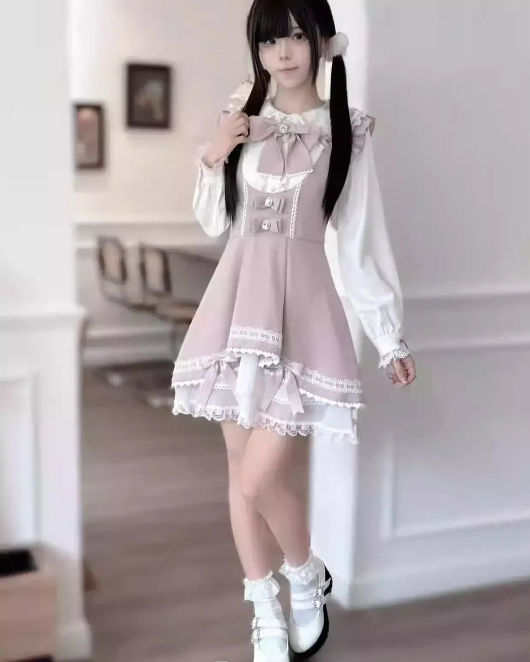 Jirai Kei Dress Set Bunny Ear Blouse Suspender Skirt Set 41440:699194