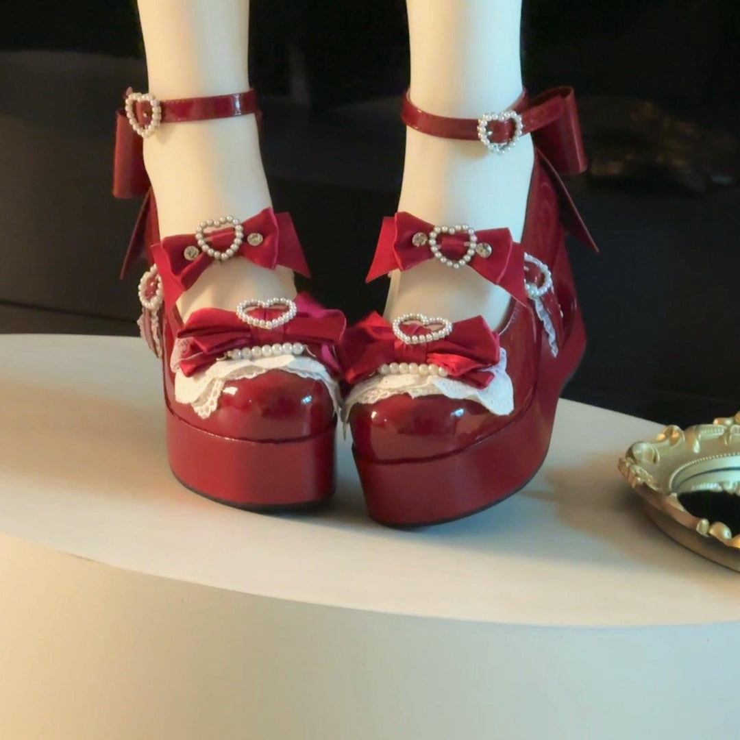 Old School Lolita High Platform Shoes, Heart Hollow Heel 44559:813919
