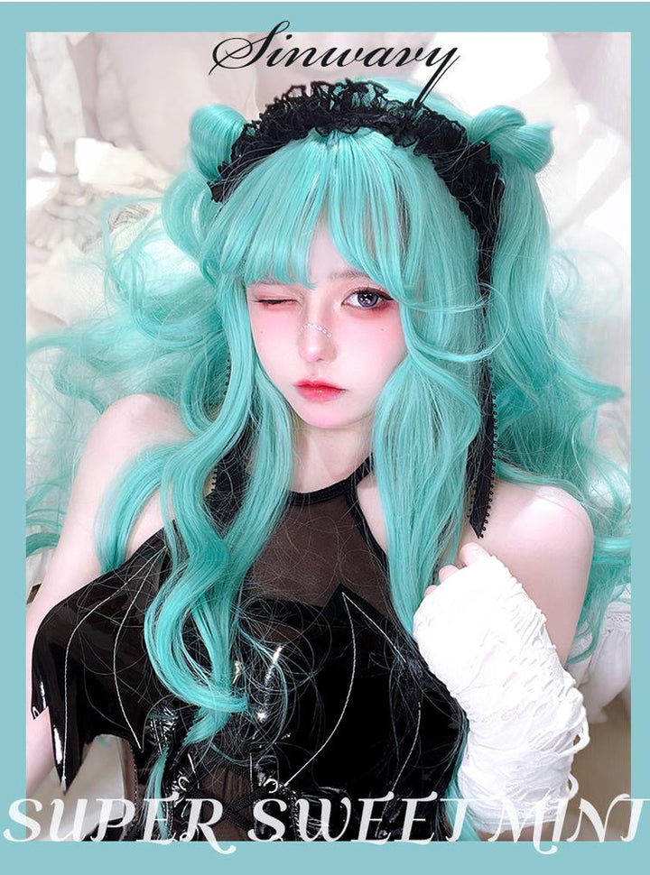 Lolita Wig Mint Green Cosplay Wig Long Curl Wig 38888:607954