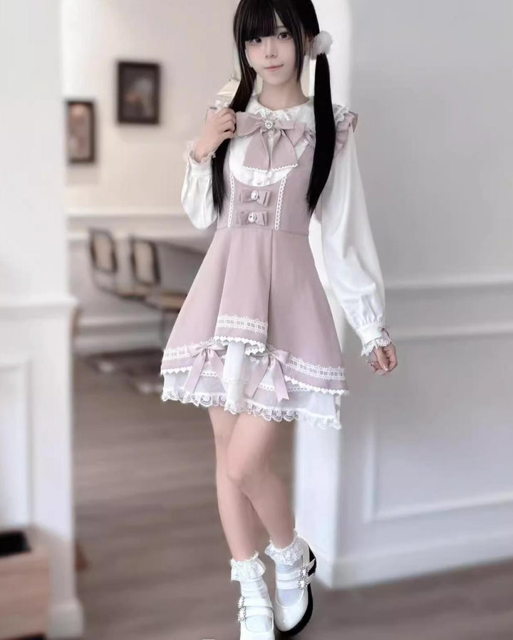 Jirai Kei Dress Set Bunny Ear Blouse Suspender Skirt Set 41440:699184