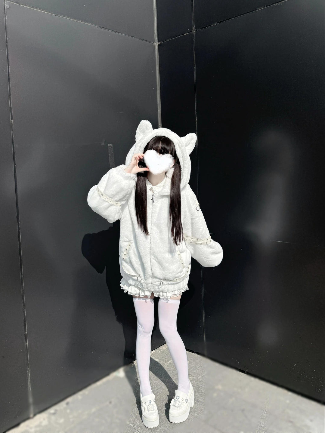 Subculture Oversized Plush Coat, Cat Ear Hood 43938:791946