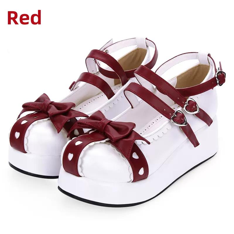 Lolita Platform Shoes Round Toe Thick Bottom Princess Shoes (33 34 35 36 37 38 39 40 41 42 43 44 45 46 47 / White-red) 37448:561724 (33 34 35 36 37 38 39 40 41 42 43 44 45 46 47 / White-red) 37448:561724