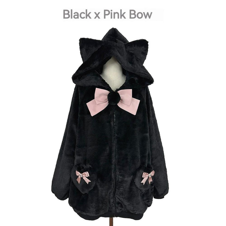 Jirai Kei Winter Coat Cat Ear Plush Jacket Multicolor 33954:440290 33954:440290