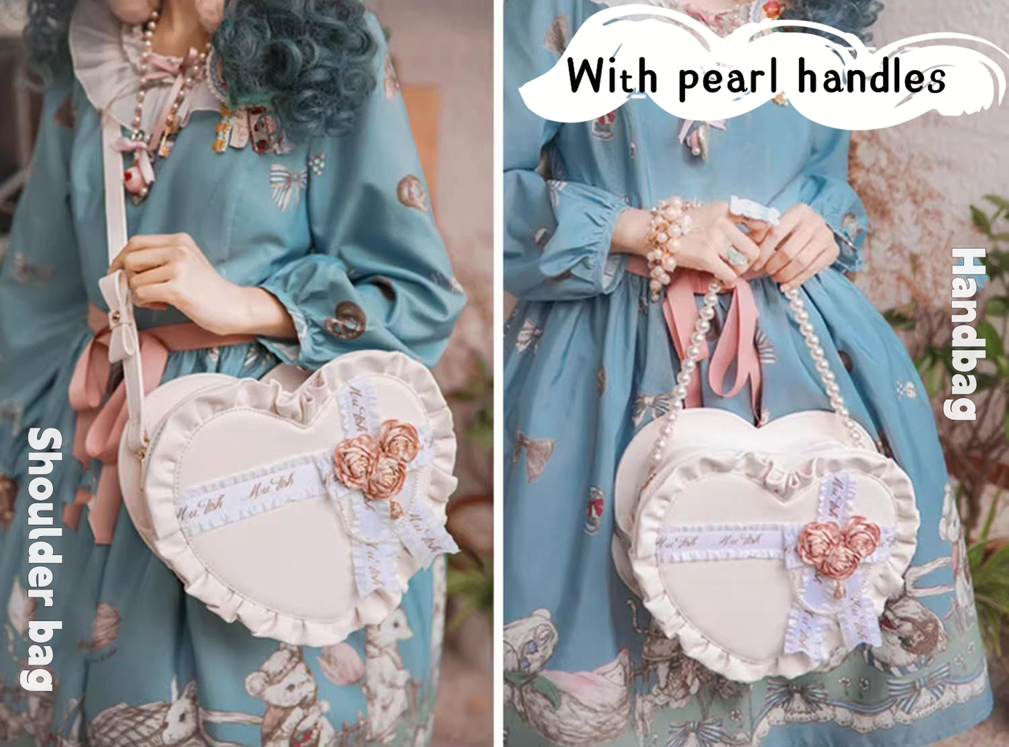 Lolita Handbag Heart Shaped Rose Crossbody Bag 35776:542140