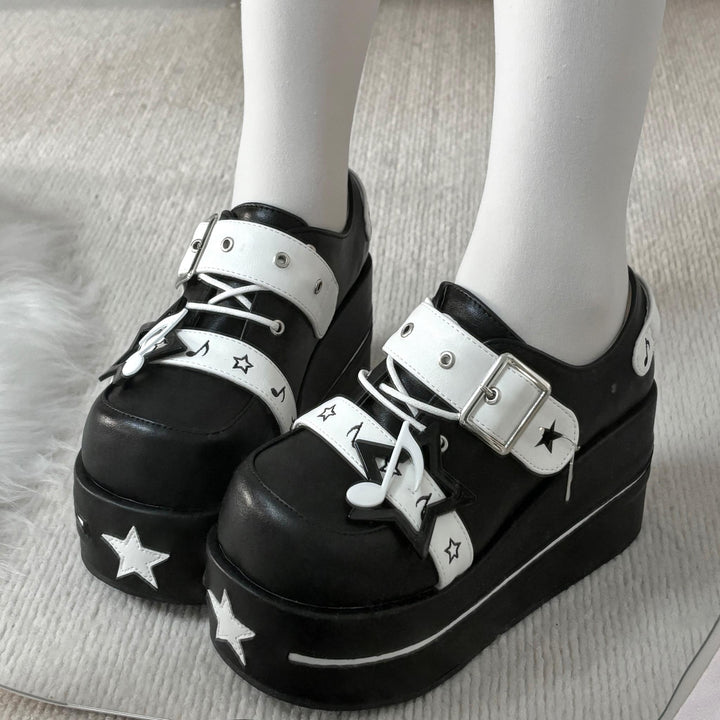 Punk Platform Shoes Gyaru Round-Toe Shoes Thick-Soled Shoes 41578:706690