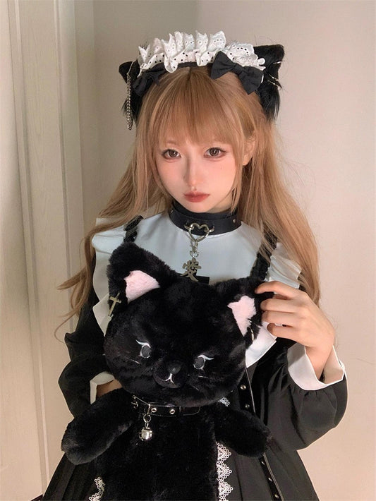 Kawaii Black Bag Devil Cat Plush Backpack 34892:482366