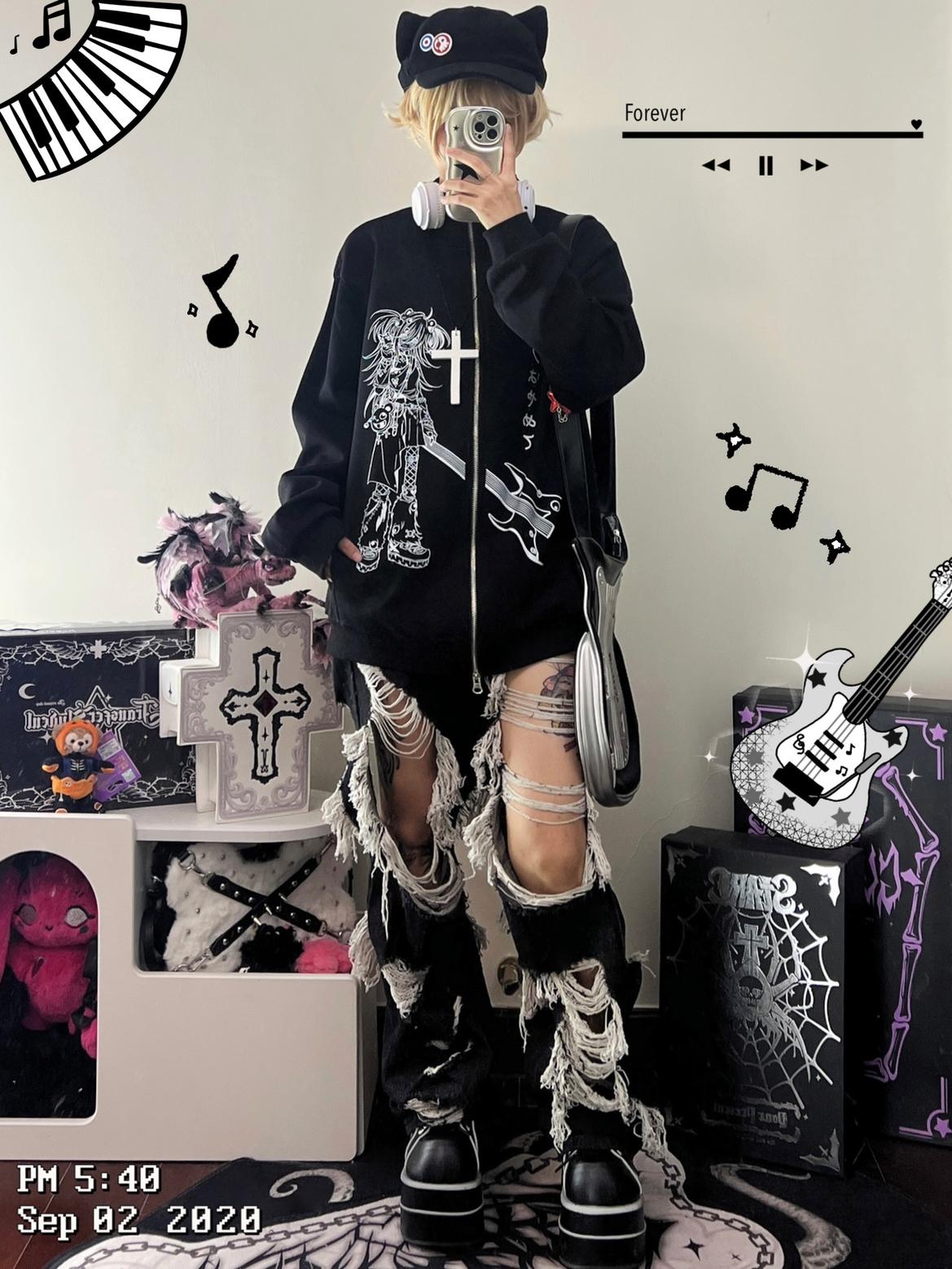 Jirai Kei Jacket Cotton Subculture Zip-up Hoodie – Honey Wardrobe