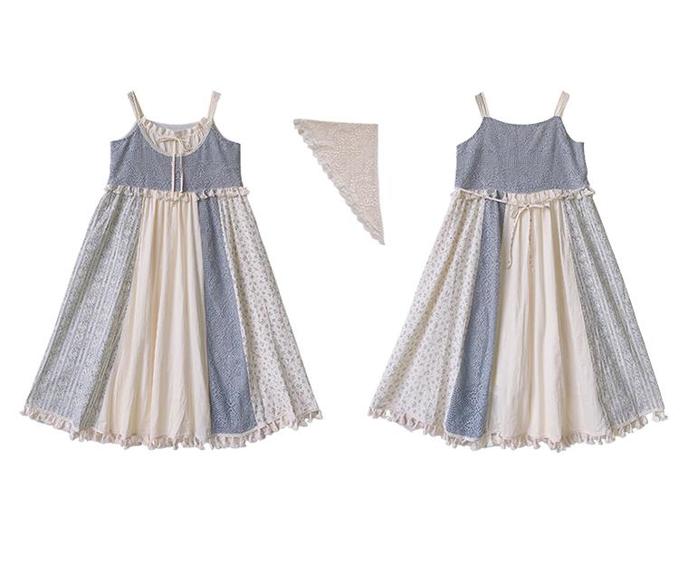 Cottagecore Dress Summer Hollow Out Dress Set 36132:516312 36132:516312