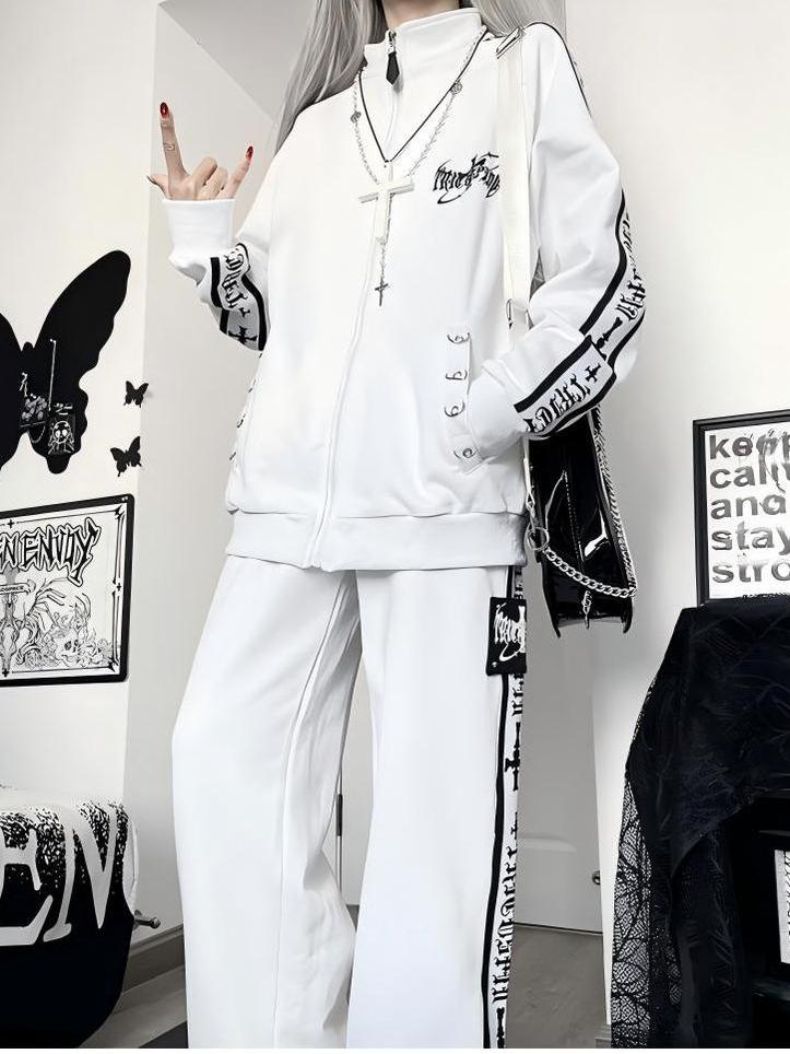 Oversized Gothic Jacket With Zipper Closure And Pants 42287:735541