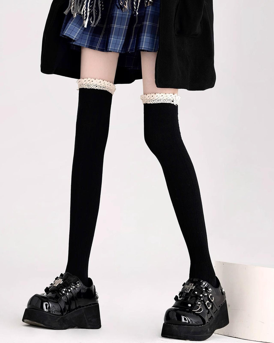 JK Socks Japanese Style Thick Lace Knee Socks Winter 39752:640990