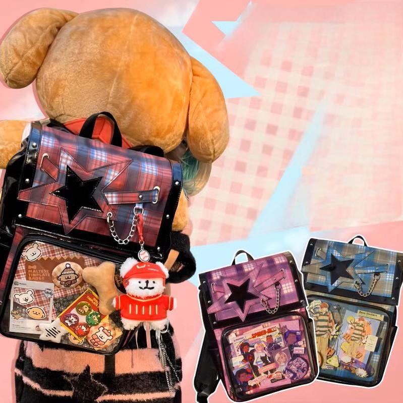 Subculture Ita Bag Plaid Star Large Capacity Ita Backpack – Honey