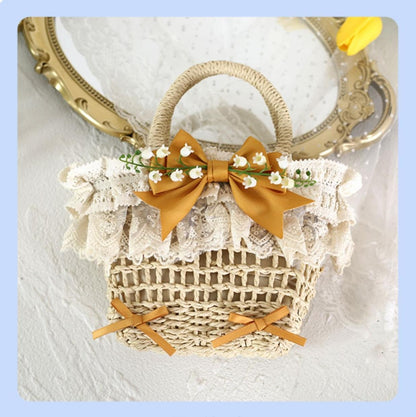 Mori Kei Bag Cottagecore Woven Bag Lolita Lace Bag 36442:523002