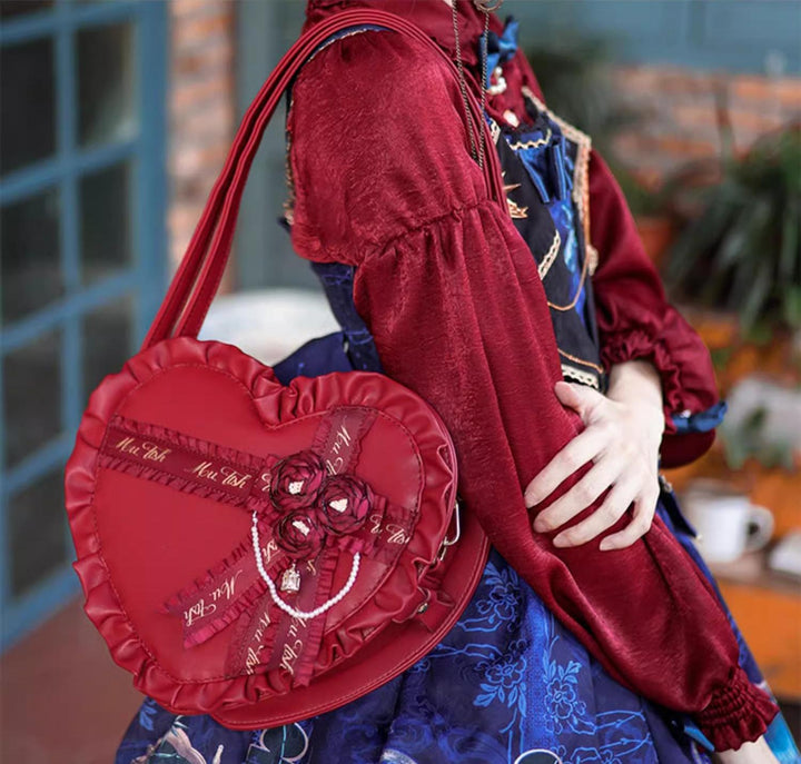 Lolita Handbag Heart Shaped Rose Crossbody Bag 35776:542076 35776:542076