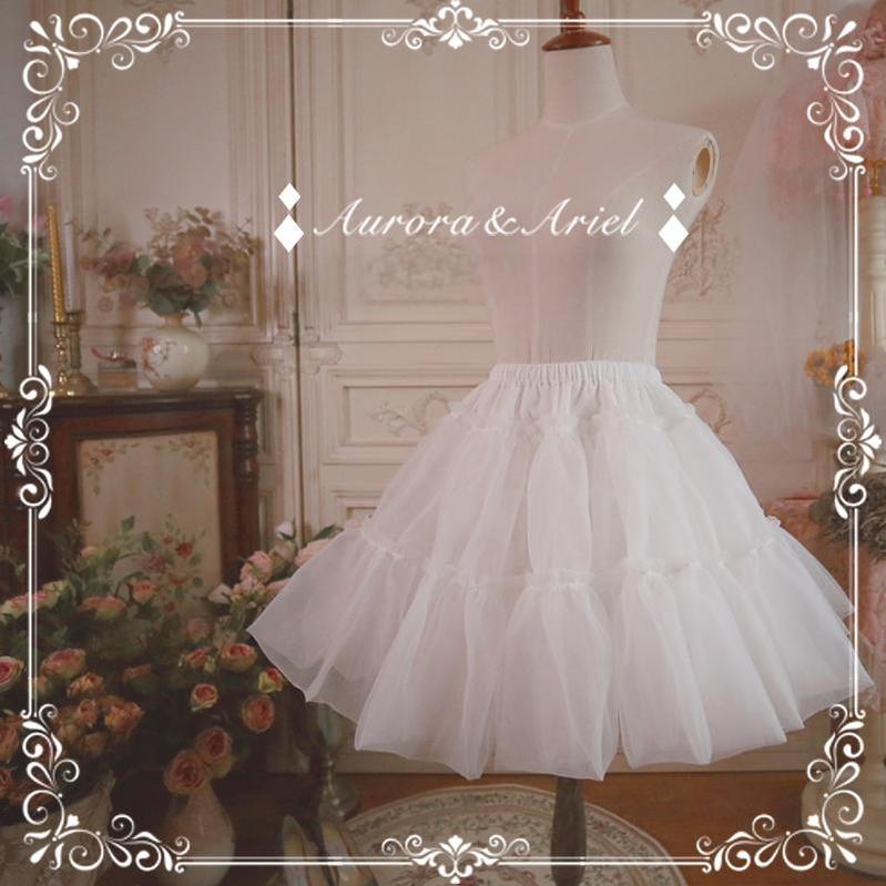 A-line Lolita Petticoat 45CM 8M Hem Soft Organza Daily Wear (White) 42244:734856