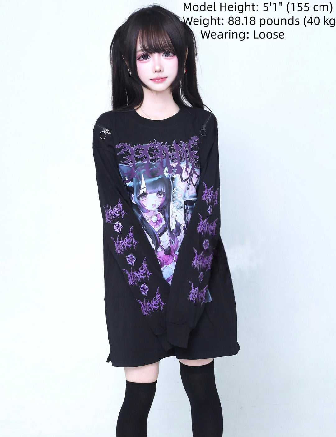 Subculture Printed Long Sleeve Tee, Thigh Length 44523:812017