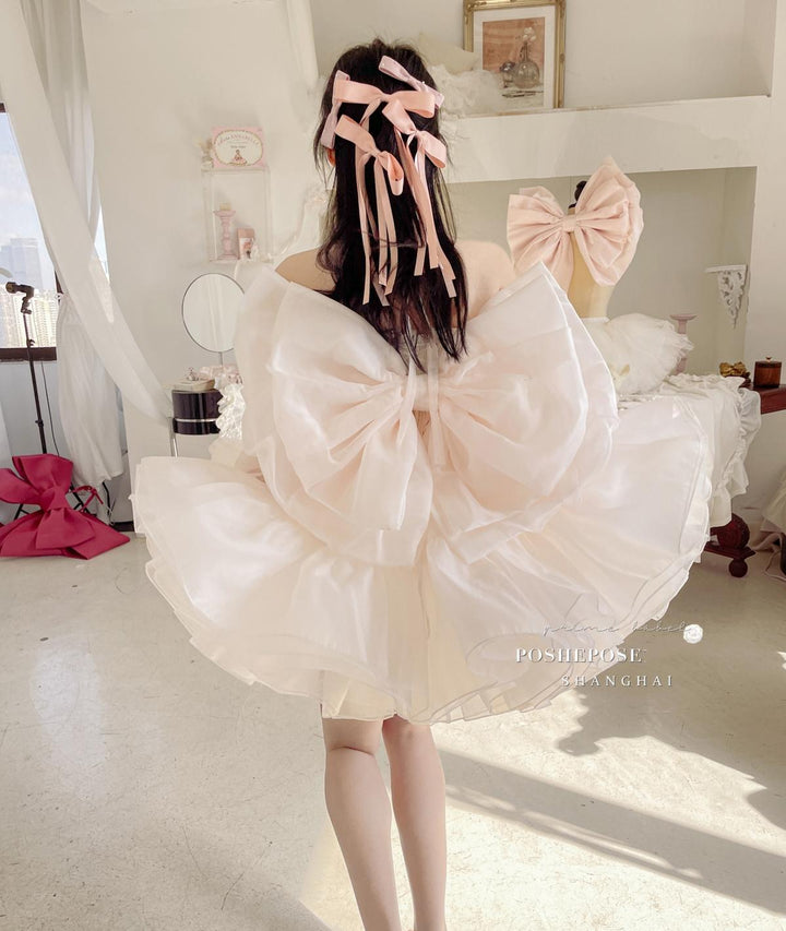 Pink Corset Lolita Prom Dress with Striking Big Bow Multicolor 36384:540742