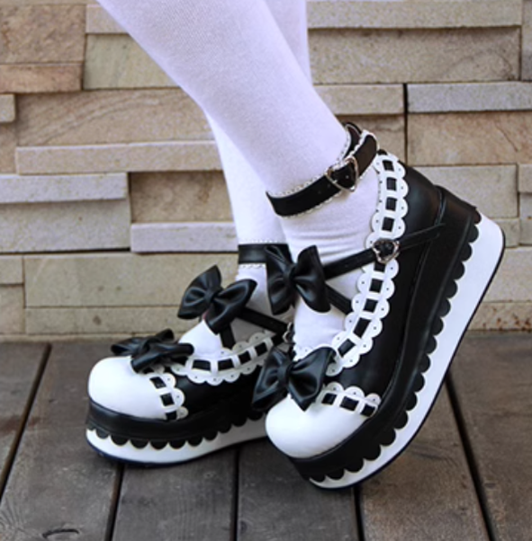 Lolita Shoes Platform Shoes With Bows And Laces 31792:370746 31792:370746