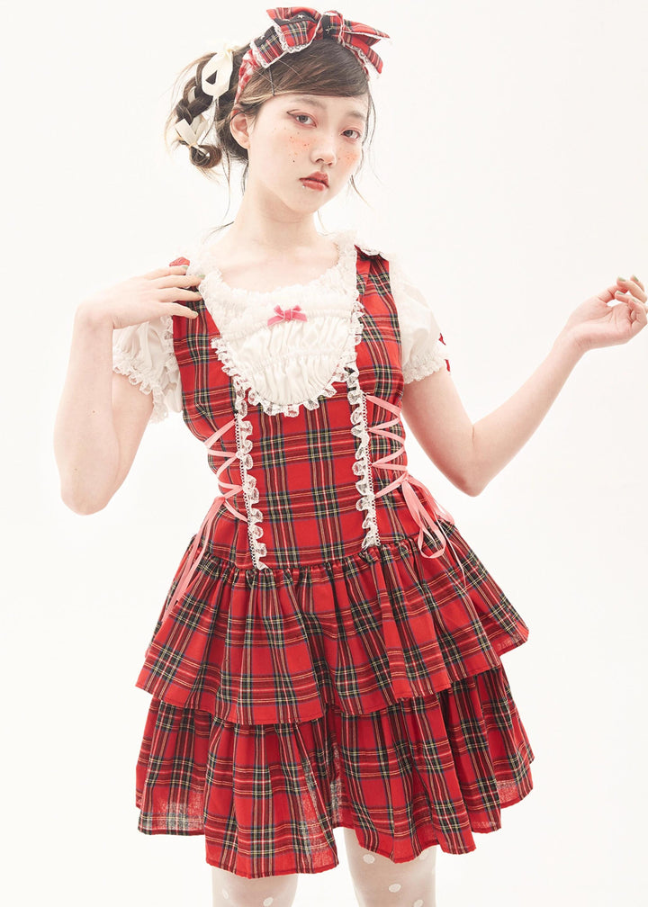 Lolita Dress Retro Red Plaid Dress Cool Girl Dress 36162:543464 36162:543464