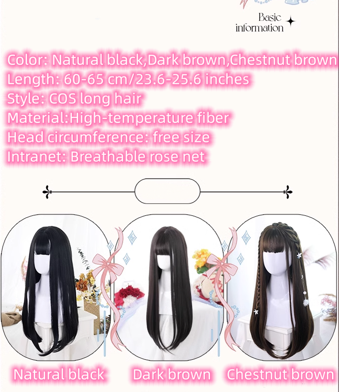 Harajuku Fashion Lolita Black Straight Long Wig 22812:330544