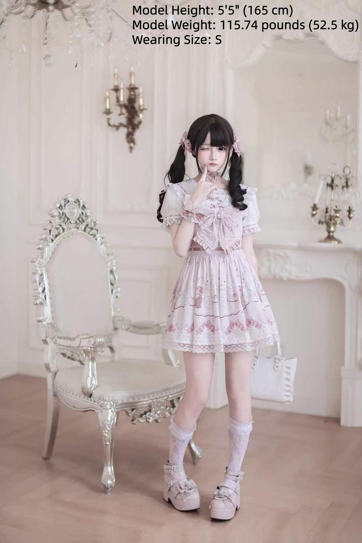 Ryousangata Dress Set, Bunny and Strawberry Dessert Prints 44783:836684