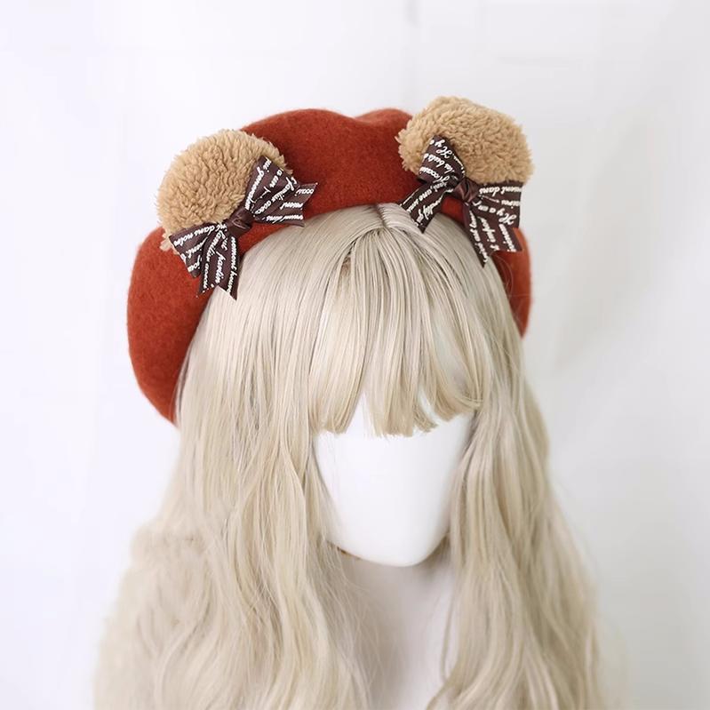 Handmade Lolita Hat Japanese Bear Ears Beret 28936:339104 28936:339104